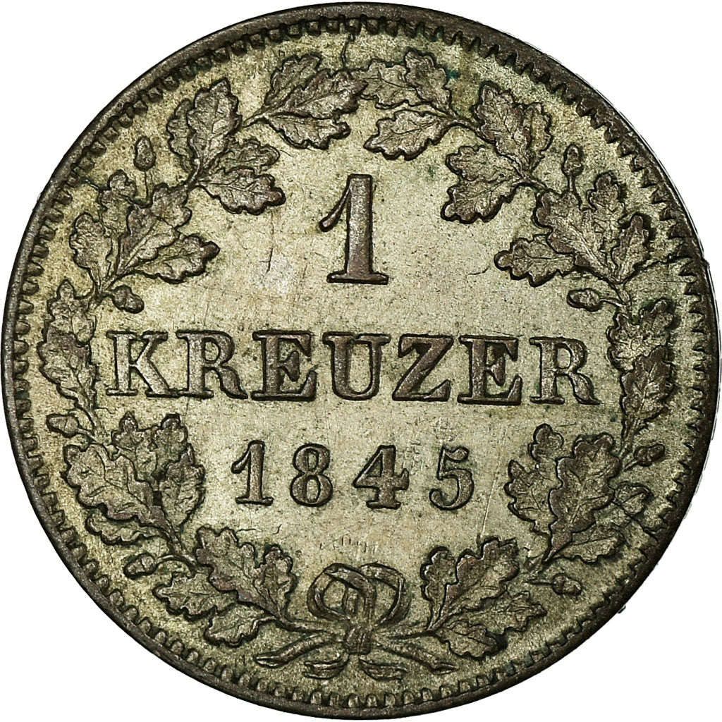 Moneda, Estados alemanes, BAVARIA, Ludwig I, Kreuzer, 1845, SC+, Plata, KM:799