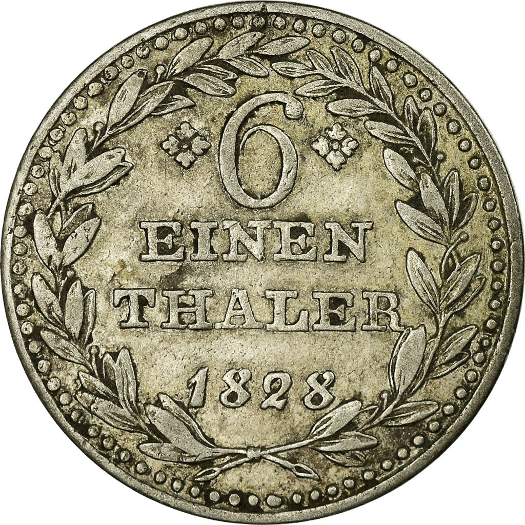Coin, German States, HESSE-CASSEL, Wilhelm II, 1/6 Thaler, 1828, VF(30-35)