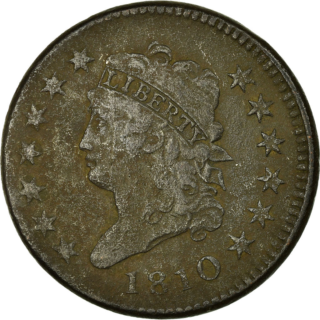 Coin, United States, Classic Head Cent, Cent, 1810, U.S. Mint, Philadelphia