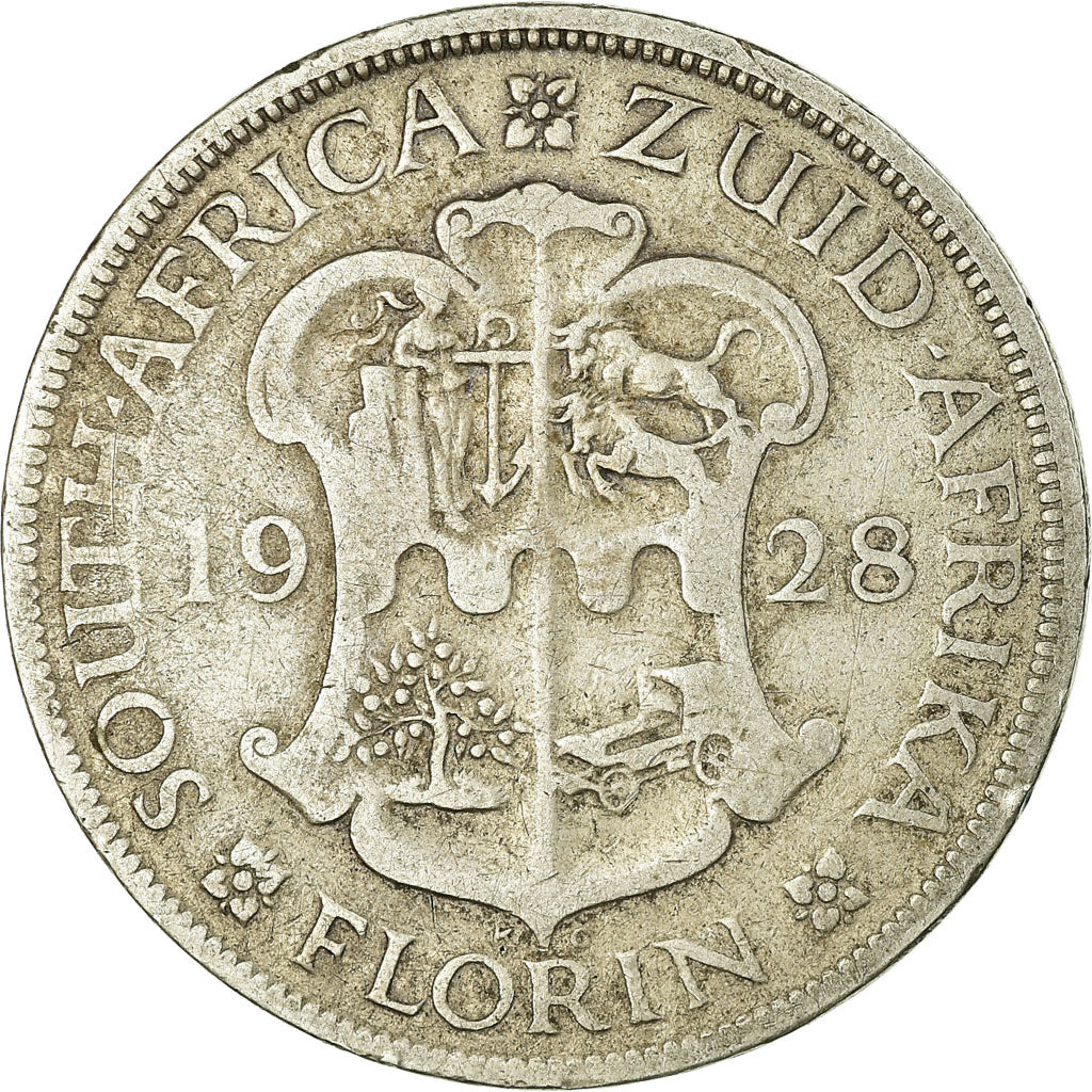 Munten, Zuid Afrika, George V, Florin, 1928, ZG+, Zilver, KM:18
