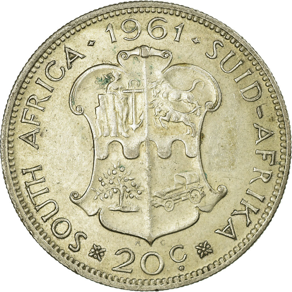 Coin, South Africa, 20 Cents, 1961, AU(55-58), Silver, KM:61