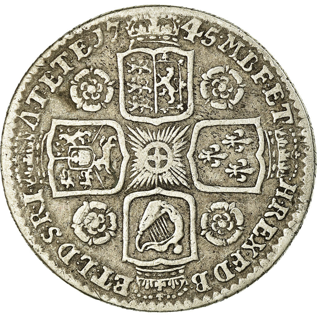 Monnaie, Grande-Bretagne, George II, Shilling, 1745, Londres, TB+, Argent