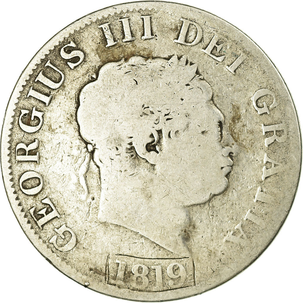 Monnaie, Grande-Bretagne, George III, 1/2 Crown, 1819, Londres, B+, Argent
