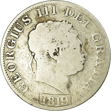 Monnaie, Grande-Bretagne, George III, 1/2 Crown, 1819, Londres, B+, Argent