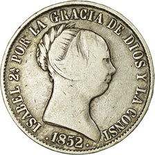 Moeda, Espanha, Isabel II, 10 Reales, 1852, Madrid, VF(30-35), Prata, KM:595.2
