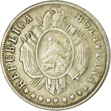 Moeda, Bolívia, 20 Centavos, 1883, EF(40-45), Prata, KM:159.1