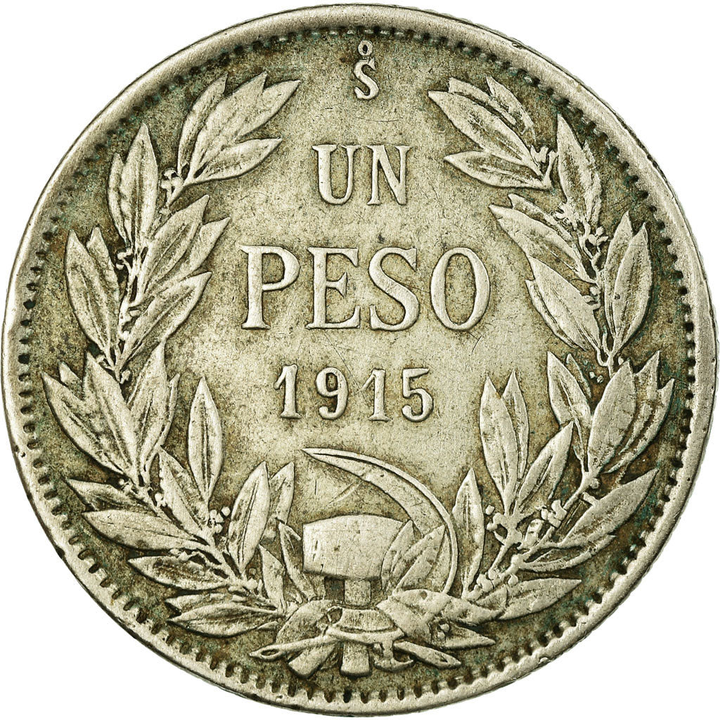 Moneta, Cile, Peso, 1915, BB, Argento, KM:152.4