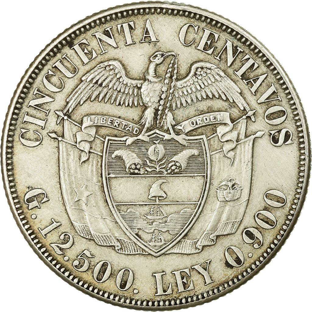 Coin, Colombia, 50 Centavos, 1934, EF(40-45), Silver, KM:274