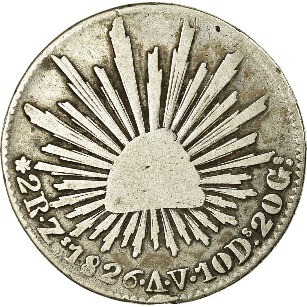 Monnaie, Mexique, 2 Reales, 1826, Zacatecas, TB, Argent, KM:374.12