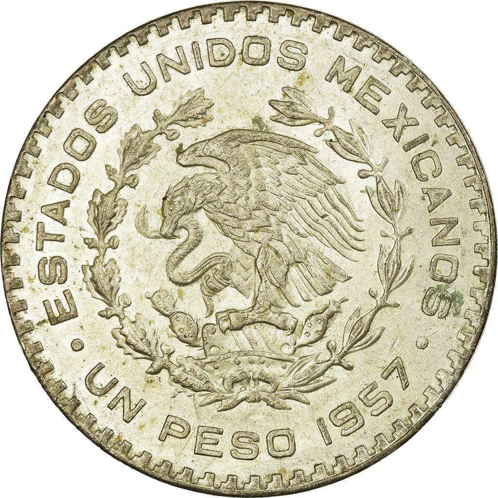 Coin, Mexico, Peso, 1957, Mexico City, AU(55-58), Silver, KM:459