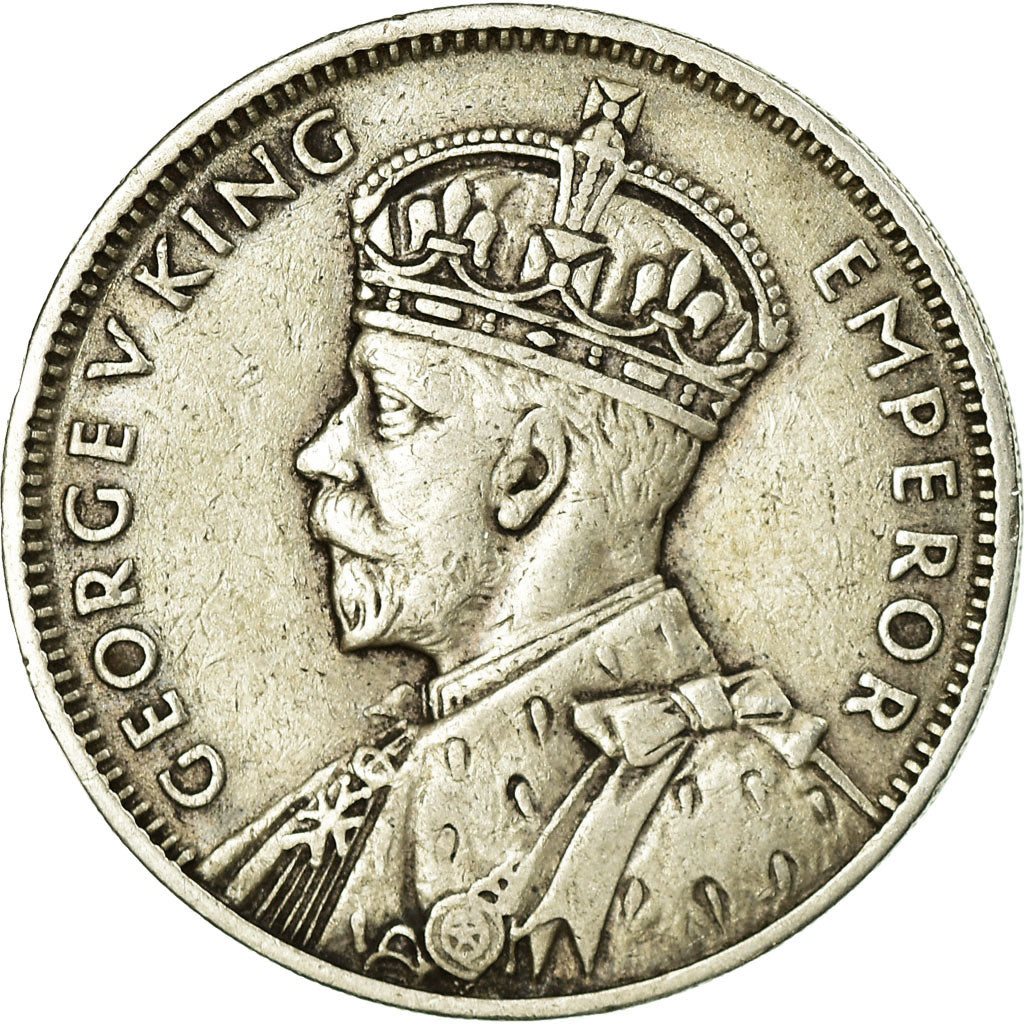 Coin, Mauritius, George V, 1/2 Rupee, 1934, EF(40-45), Silver, KM:16