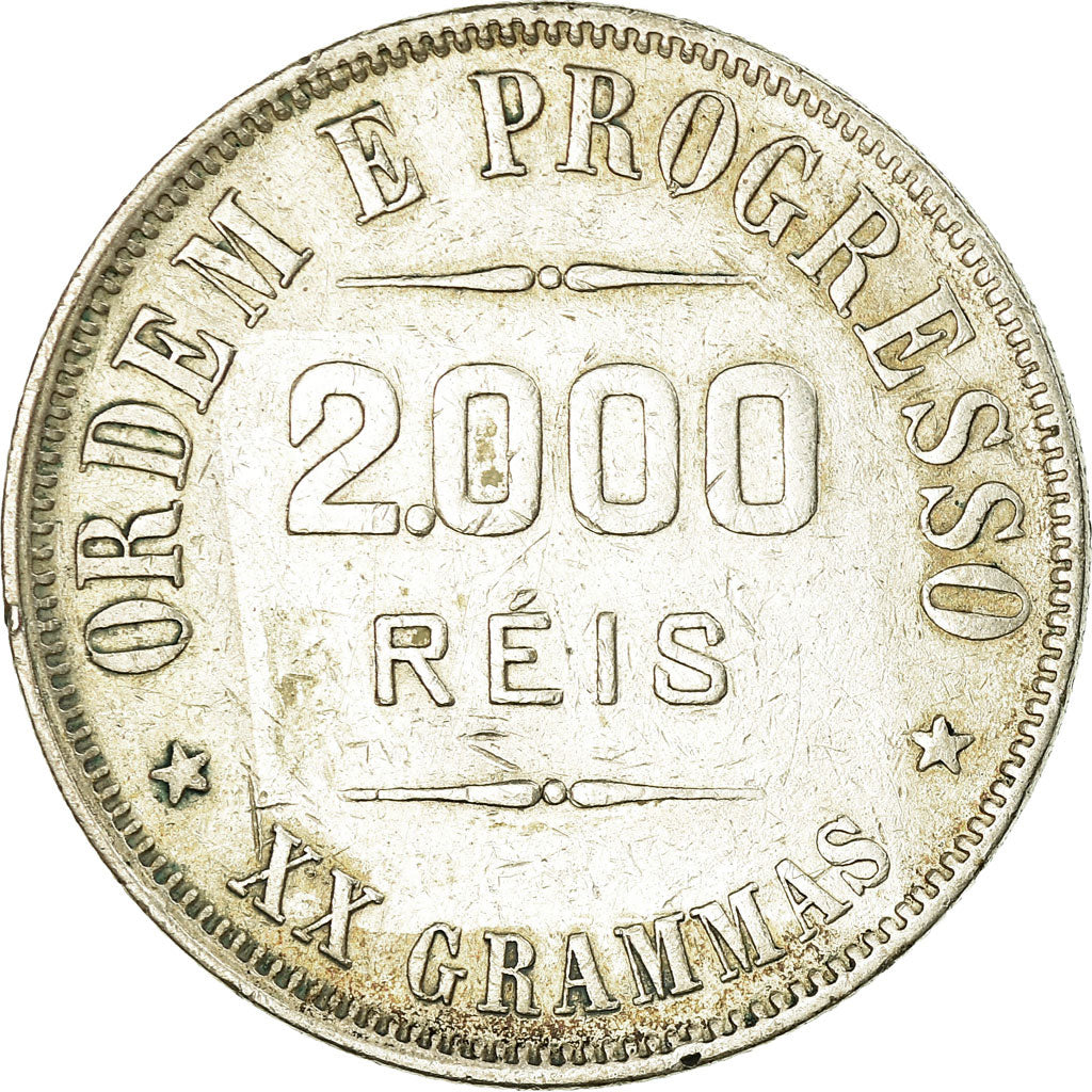 Münze, Brasilien, 2000 Reis, 1908, S+, Silber, KM:508