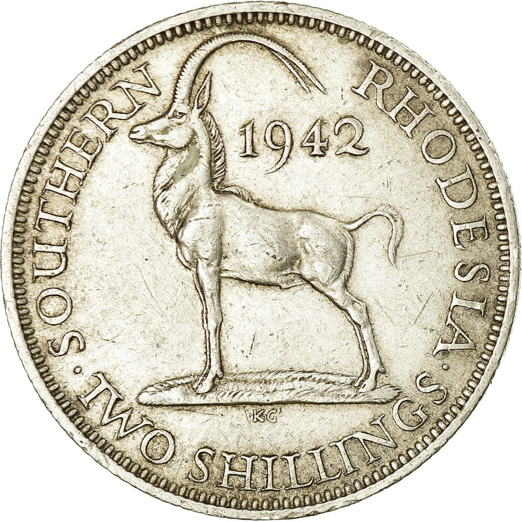 Coin, Southern Rhodesia, George VI, 2 Shillings, 1942, EF(40-45), Silver, KM:19