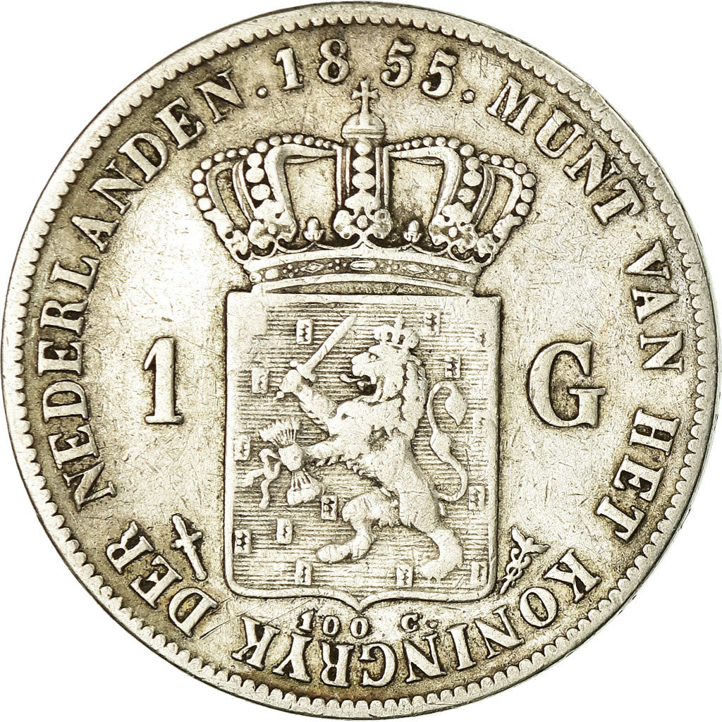 Coin, Netherlands, William III, Gulden, 1855, EF(40-45), Silver, KM:93