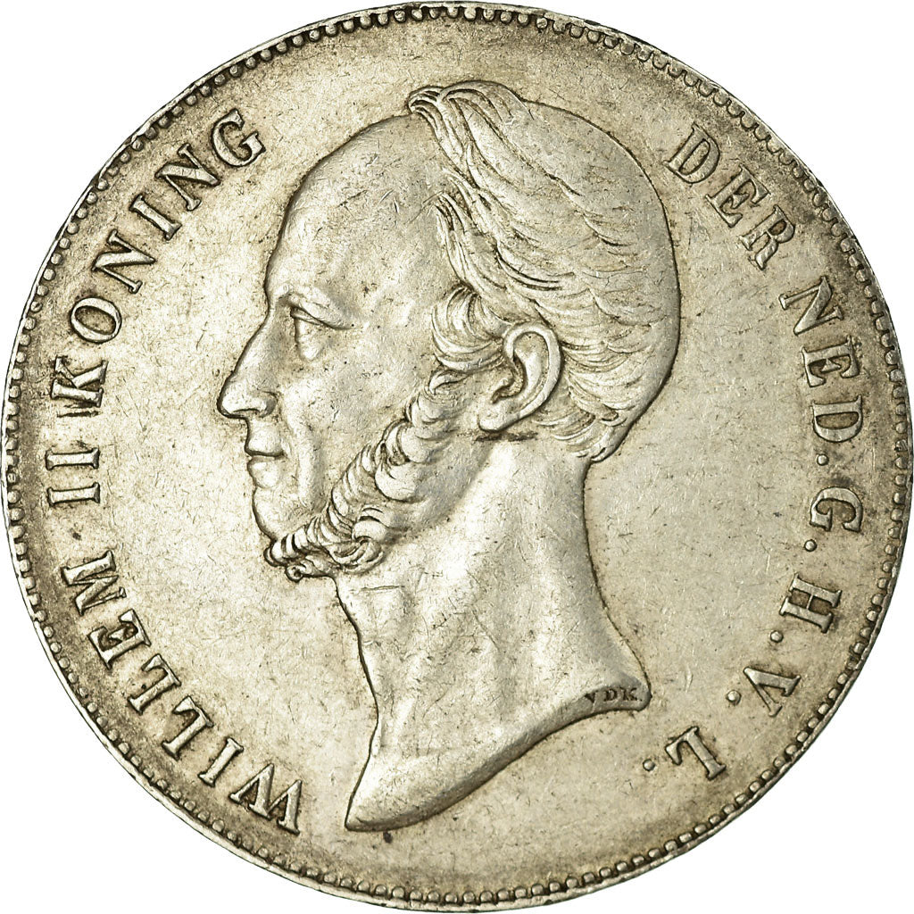 Coin, Netherlands, William II, 2-1/2 Gulden, 1847, AU(50-53), Silver, KM:69.2