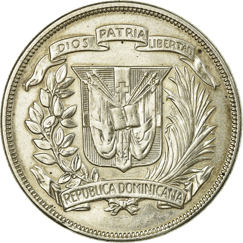 Münze, Dominican Republic, Peso, 1955, Philadelphia, SS, Silber, KM:23