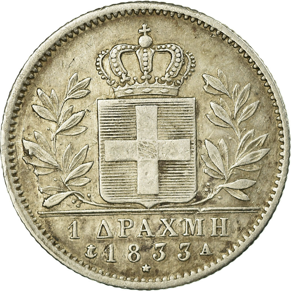 Moneda, Grecia, Othon, Drachma, 1833, MBC, Plata, KM:15