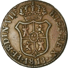 Coin, Spain, CATALONIA, Ferdinand VII, 2 Quartos, 1813, Barcelona, EF(40-45)
