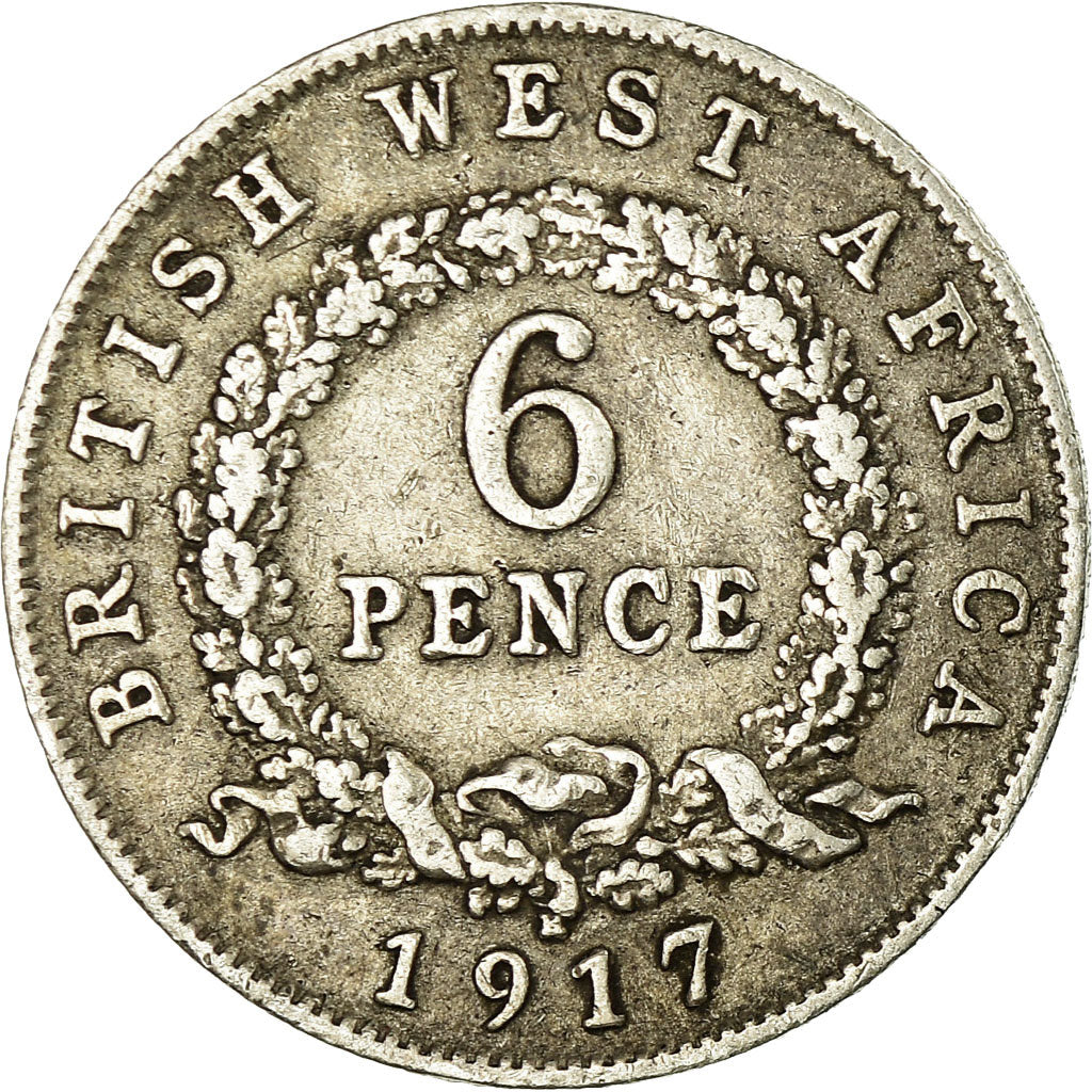 Moneta, AFRICA OCCIDENTALE BRITANNICA, George V, 6 Pence, 1917, BB, Argento