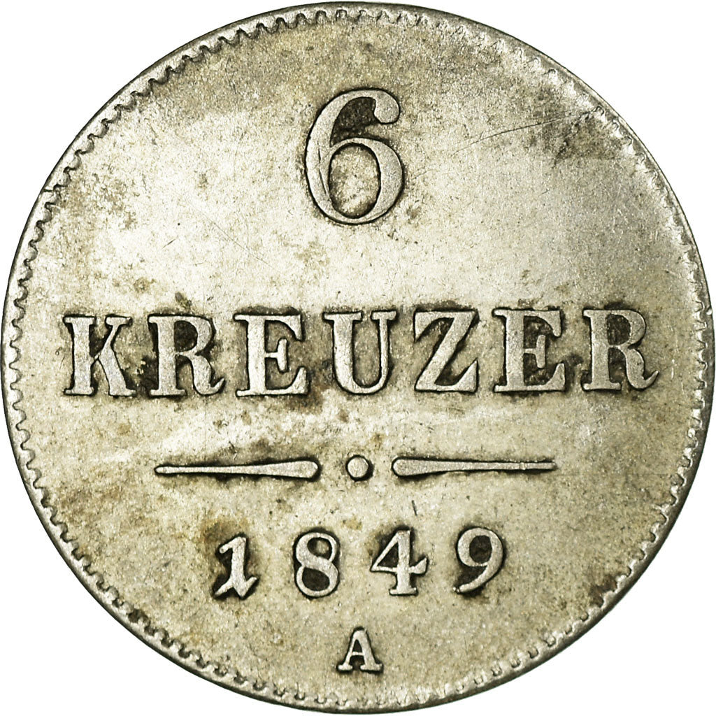 Münze, Österreich, Franz Joseph I, 6 Kreuzer, 1849, VZ, Silber, KM:2200