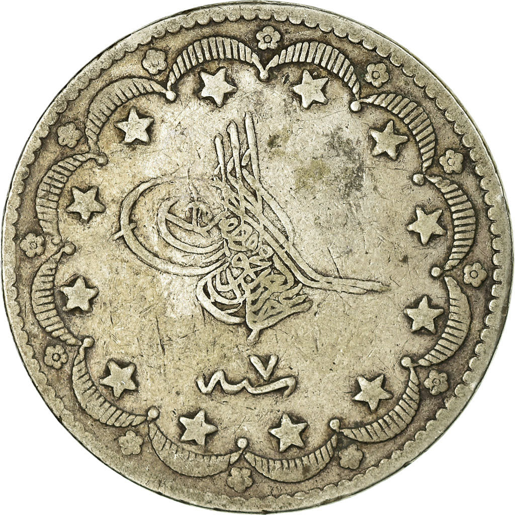 Moneta, Turchia, Abdul Aziz, 20 Kurush, 1866, Qustantiniyah, MB+, Argento