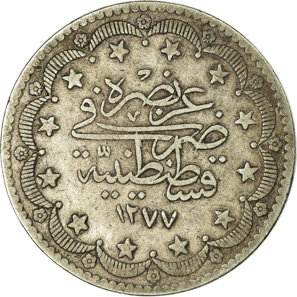 Moneta, Turchia, Abdul Aziz, 20 Kurush, 1866, Qustantiniyah, MB+, Argento