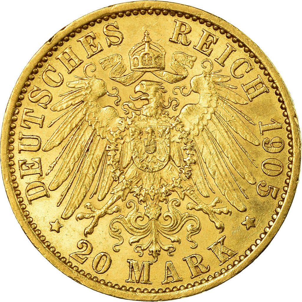 Moneda, Estados alemanes, PRUSSIA, Wilhelm II, 20 Mark, 1905, Berlin, EBC, Oro