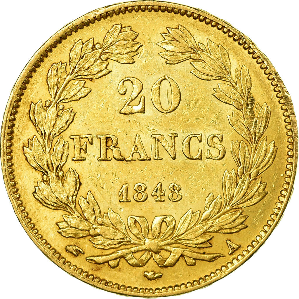 Moneta, Francja, Louis-Philippe, 20 Francs, 1848, Paris, AU(50-53), Złoto
