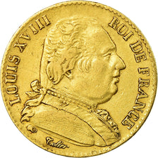 Munten, Frankrijk, Louis XVIII, Louis XVIII, 20 Francs, 1815, Paris, FR+, Goud