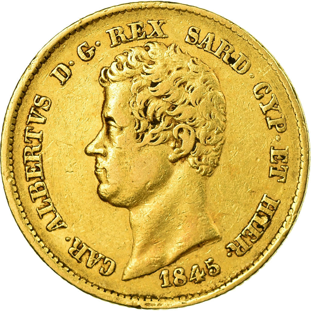 Moneta, DEPARTAMENTY WŁOSKIE, SARDINIA, Carlo Alberto, 20 Lire, 1845, Genoa
