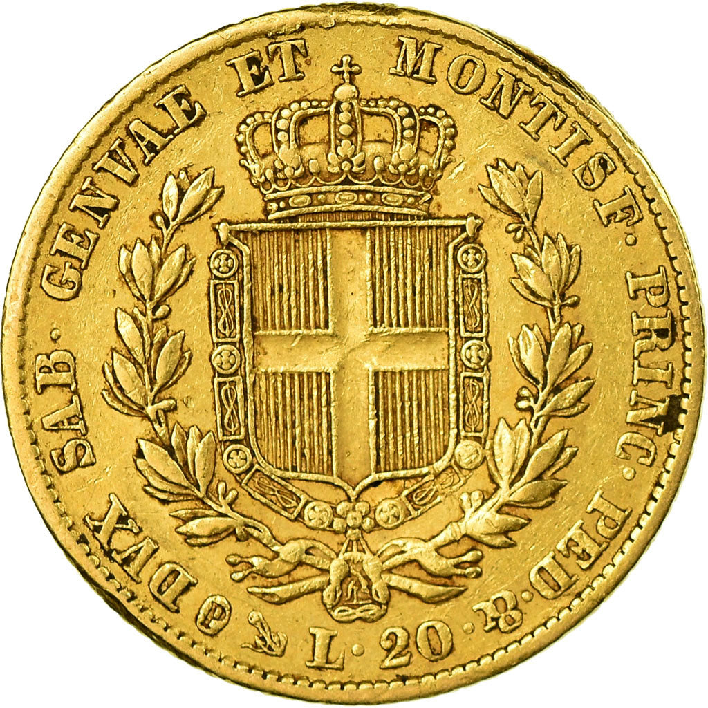 Moneta, DEPARTAMENTY WŁOSKIE, SARDINIA, Carlo Alberto, 20 Lire, 1845, Genoa