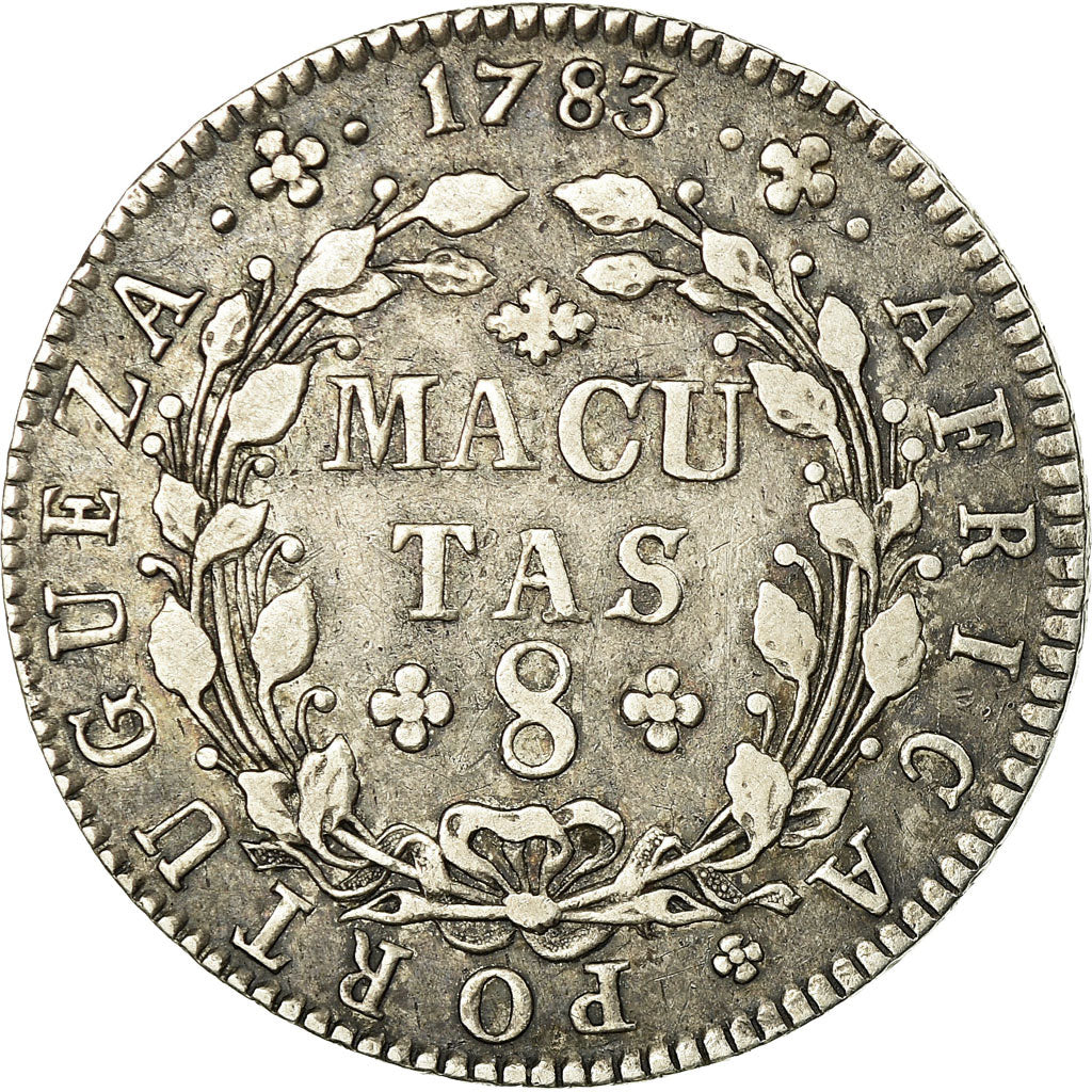 Coin, Angola, 8 Macutas, 1783, AU(55-58), Silver, KM:23