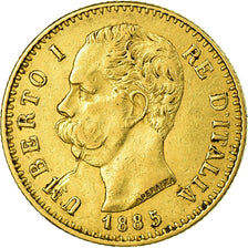 Moneda, Italia, Umberto I, 20 Lire, 1885, Rome, MBC, Oro, KM:21