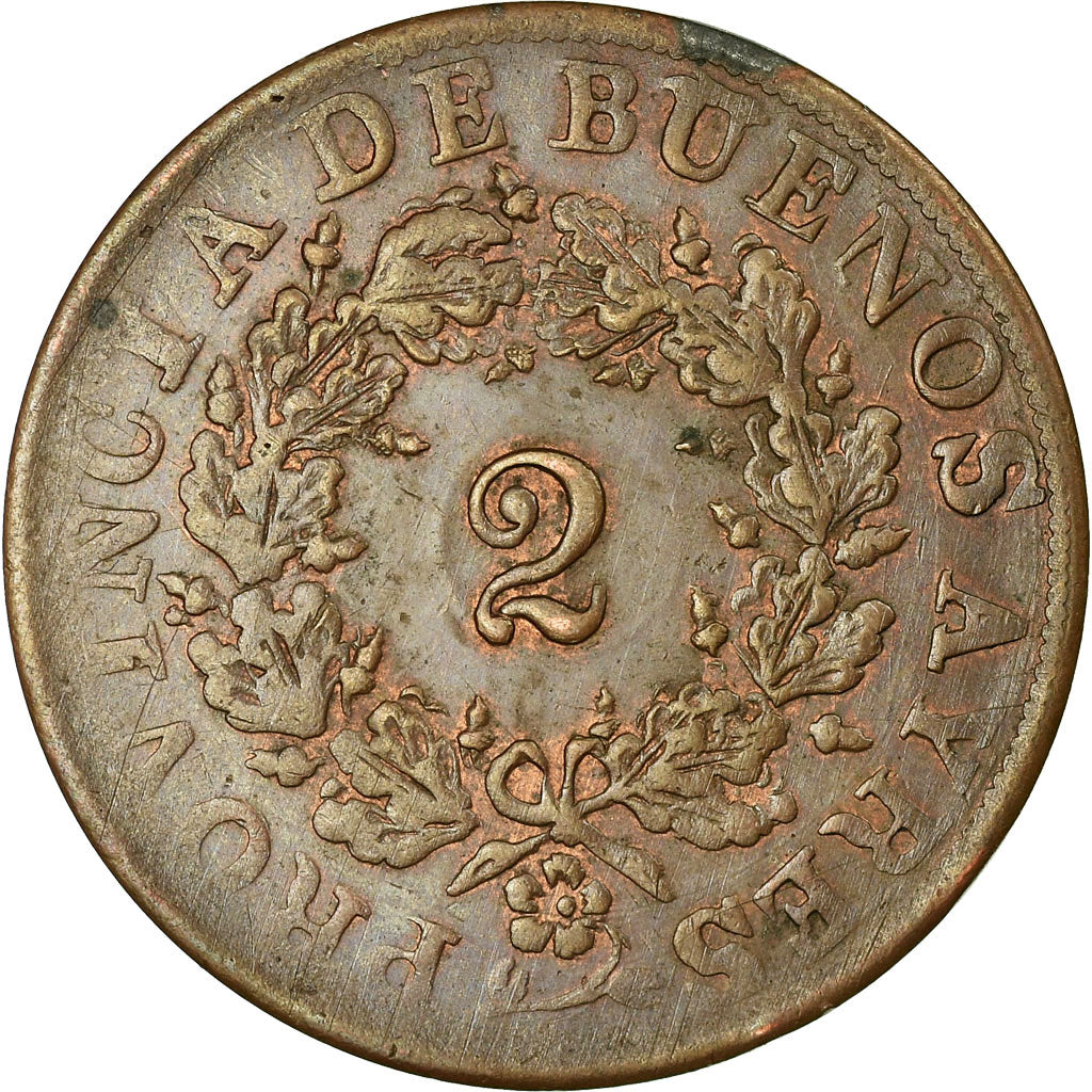 Coin, Argentina, BUENOS AIRES, 2 Reales, 1856, VF(20-25), Copper, KM:9