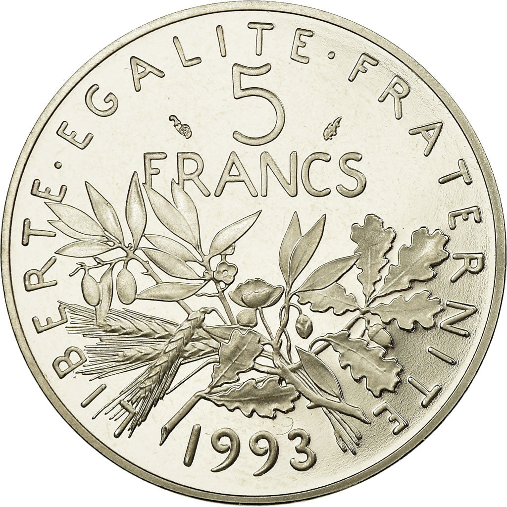 FRANCE, Semeuse, 5 Francs, 1993, Paris, KM #926a.2, MS(65-70), Nickel Clad...