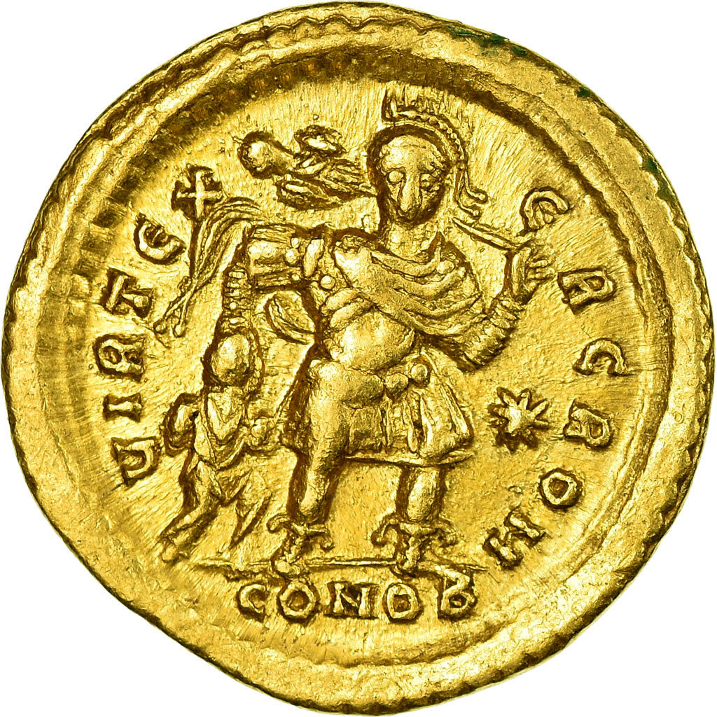 Coin, Theodosius II, Solidus, Constantinople, Rare, AU(50-53), Gold, RIC:282