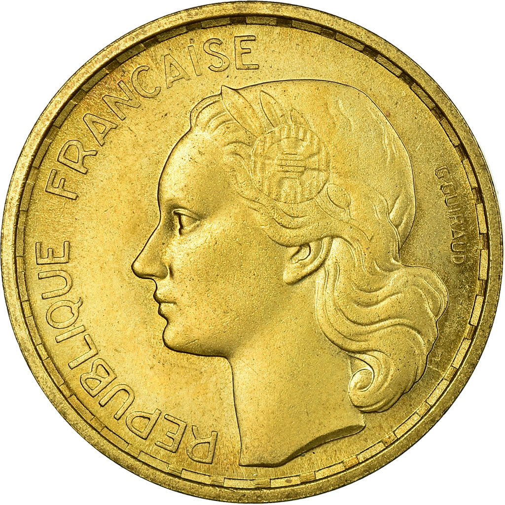 Coin, France, Guiraud, 20 Francs, 1950, Paris, ESSAI, MS(63), Aluminum-Bronze
