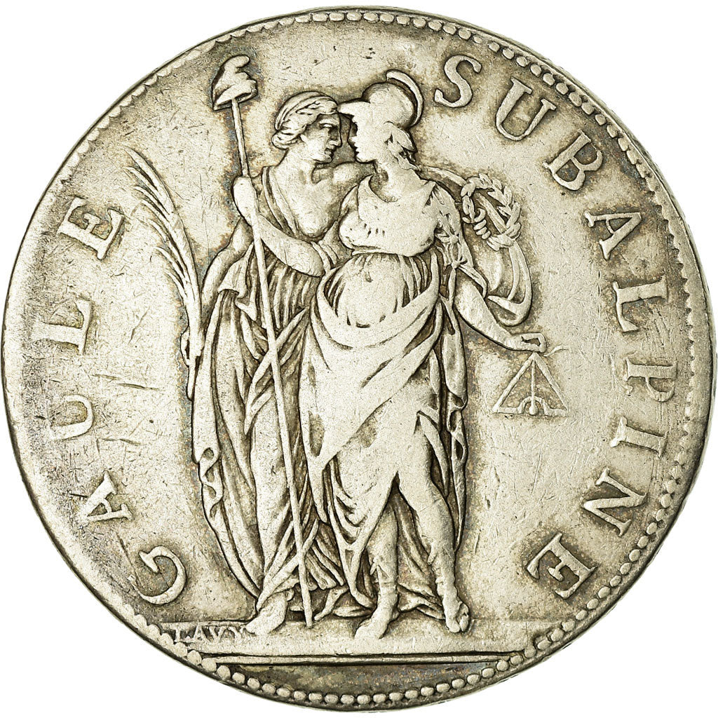 Moneta, STATI ITALIANI, PIEDMONT REPUBLIC, 5 Francs, An 10, Turin, MB+, Argento