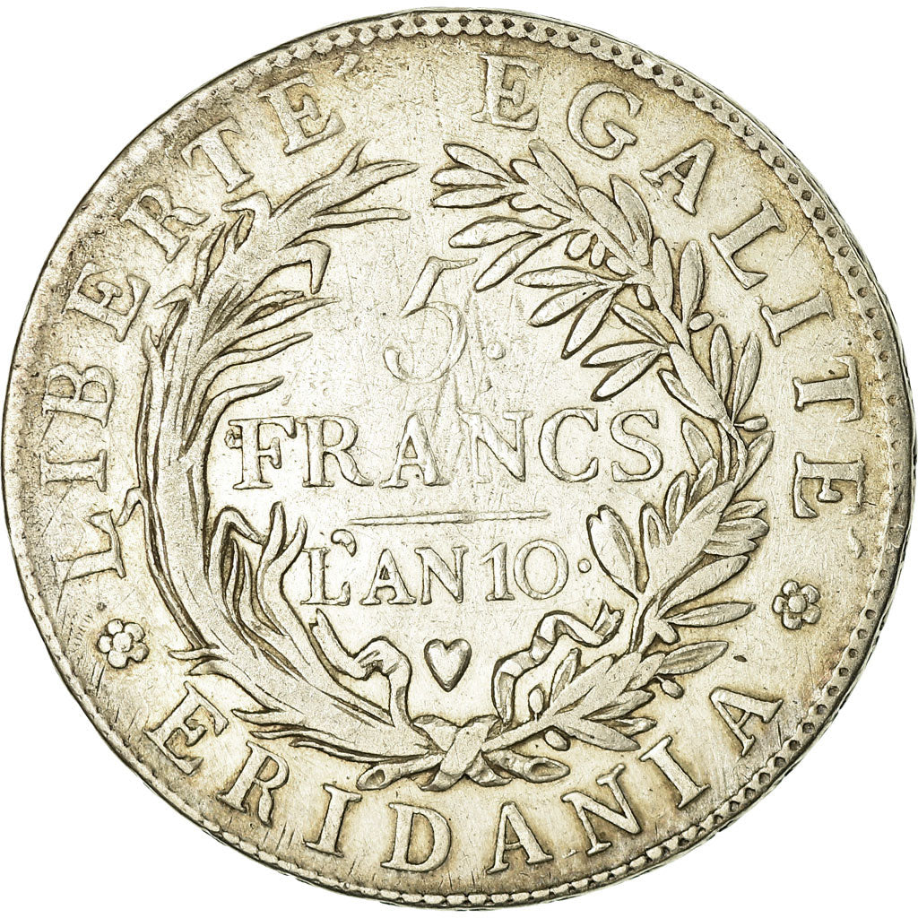 Moneta, STATI ITALIANI, PIEDMONT REPUBLIC, 5 Francs, An 10, Turin, MB+, Argento