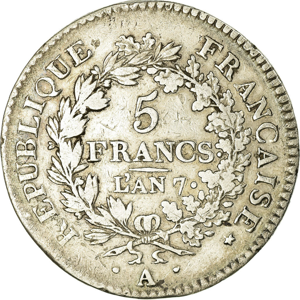 Coin, France, Union et Force, 5 Francs, AN 7, Paris, VF(20-25), Silver