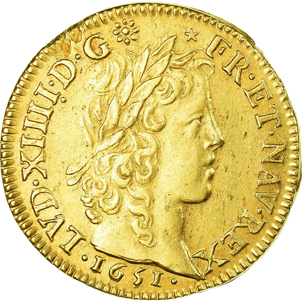 Münze, Frankreich, Louis XIV, Louis d'or à la mèche longue, Louis d'Or, 1651