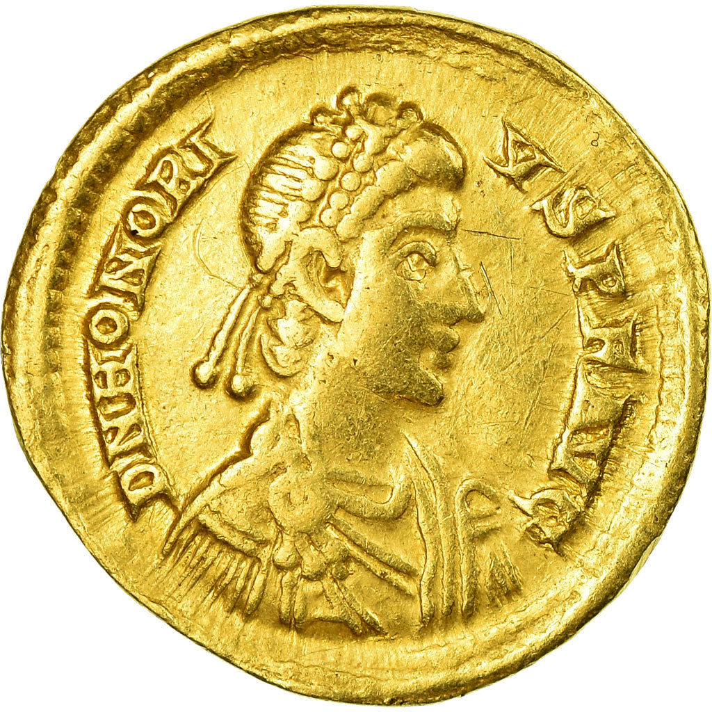 Coin, Honorius, Solidus, 395-402, Milan, AU(50-53), Gold, RIC:1206C