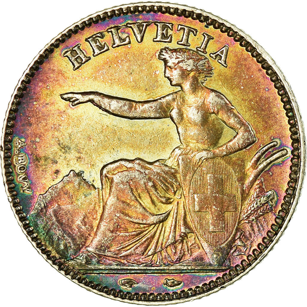 Coin, Switzerland, Franc, 1850, Paris, MS(60-62), Silver, KM:9