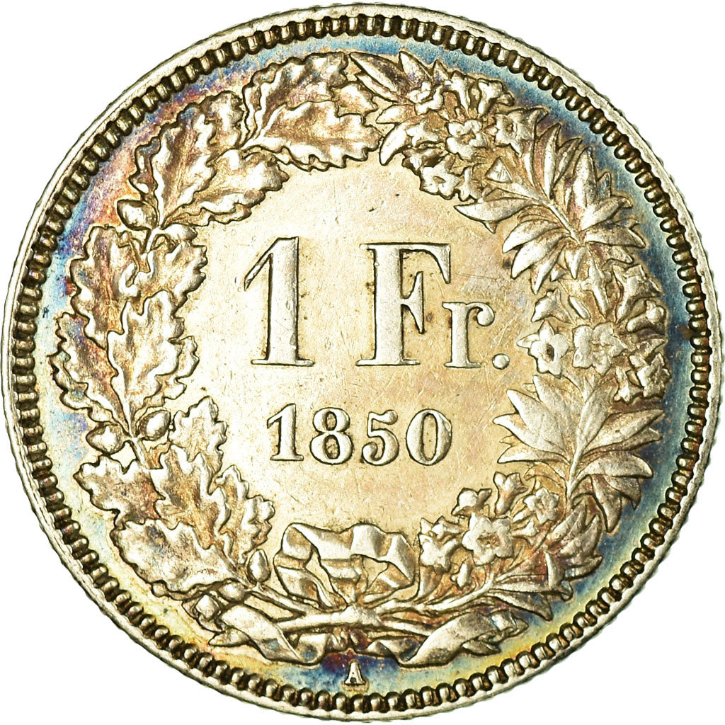 Coin, Switzerland, Franc, 1850, Paris, MS(60-62), Silver, KM:9