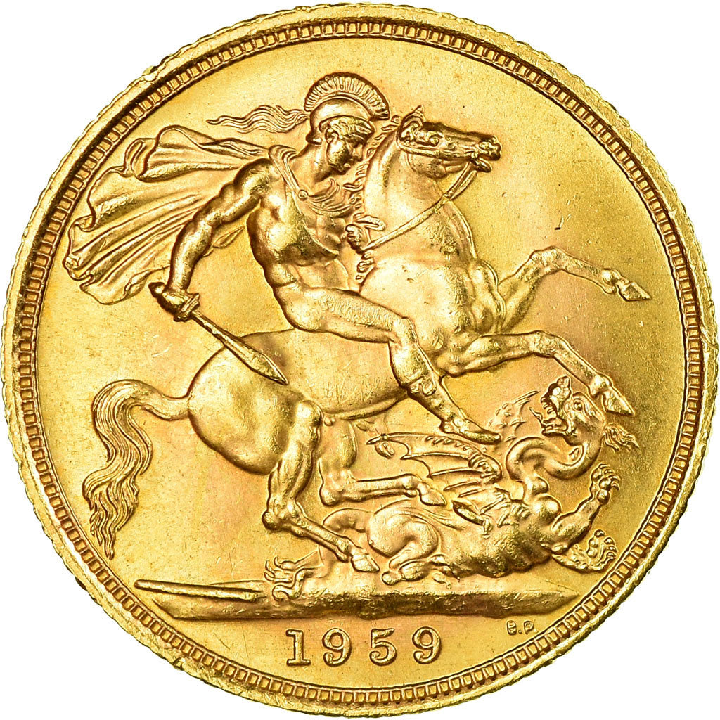 Moneda, Gran Bretaña, Elizabeth II, Sovereign, 1959, London, SC, Oro, KM:908