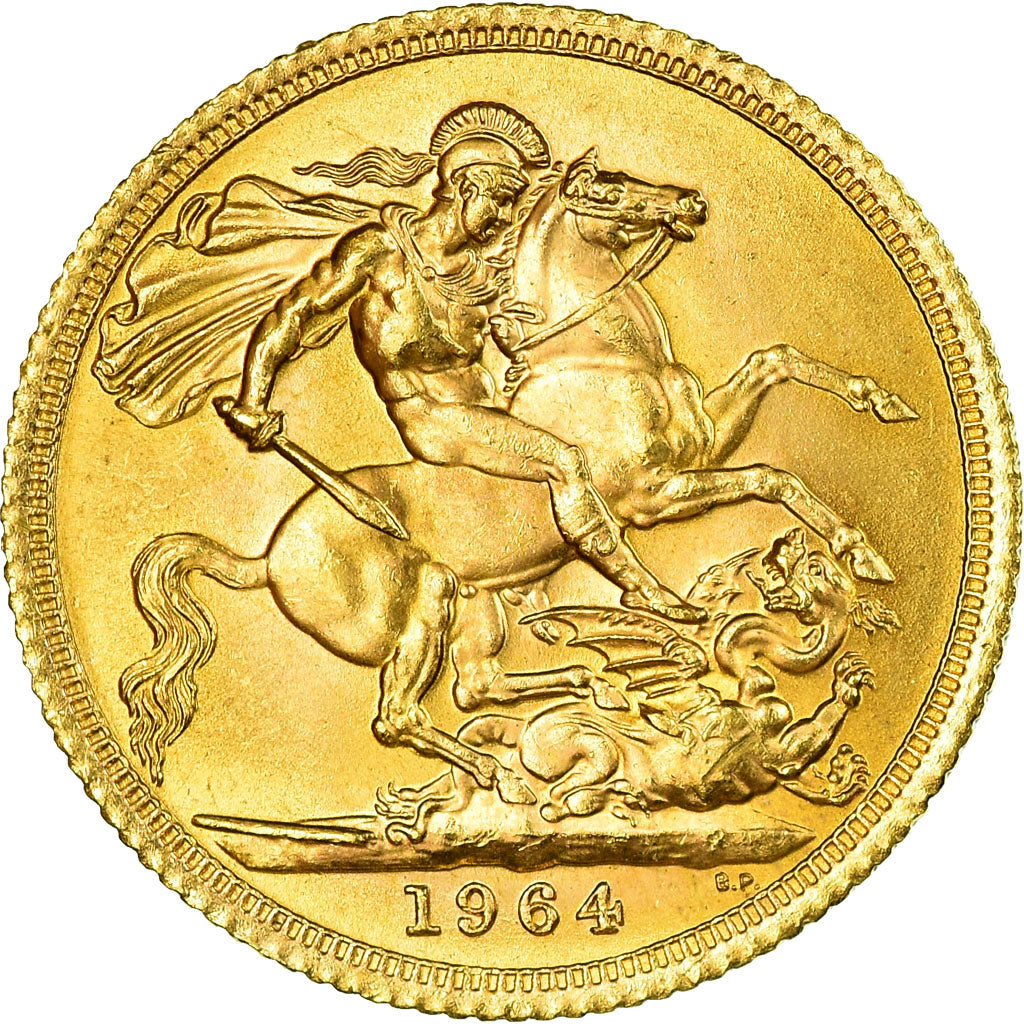 Coin, Great Britain, Elizabeth II, Sovereign, 1964, MS(63), Gold, KM:908