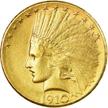 Moneda, Estados Unidos, Indian Head, $10, Eagle, 1910, Denver, MBC+, Oro, KM:130