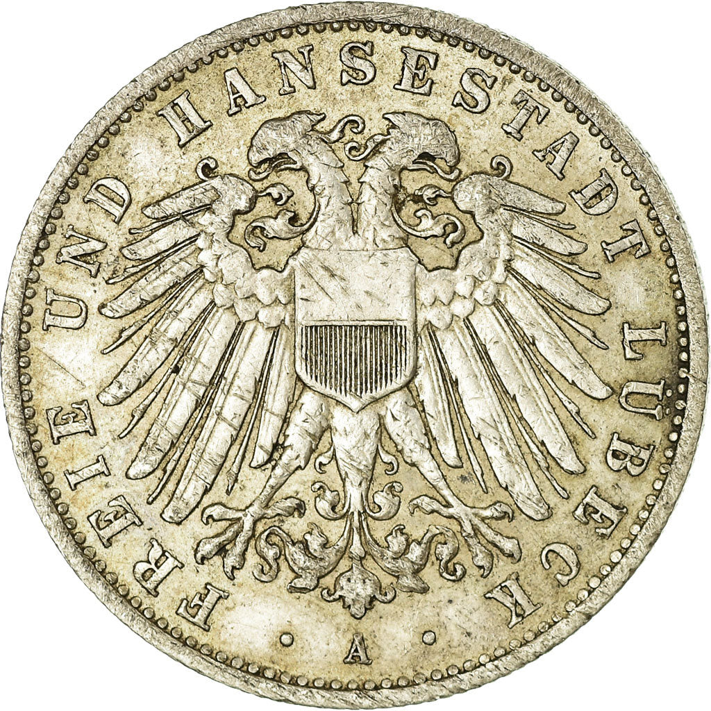 Coin, German States, LUBECK, 2 Mark, 1907, Berlin, AU(50-53), Silver, KM:212