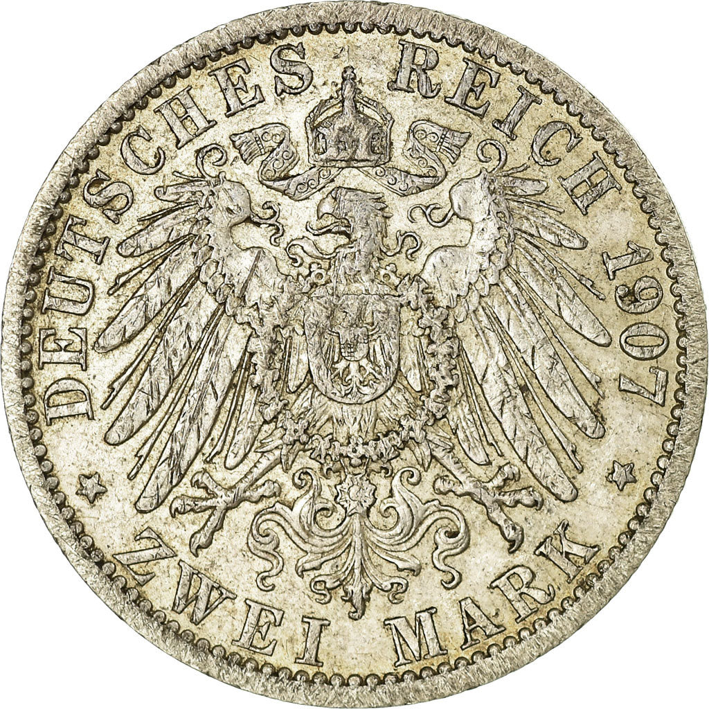 Coin, German States, LUBECK, 2 Mark, 1907, Berlin, AU(50-53), Silver, KM:212