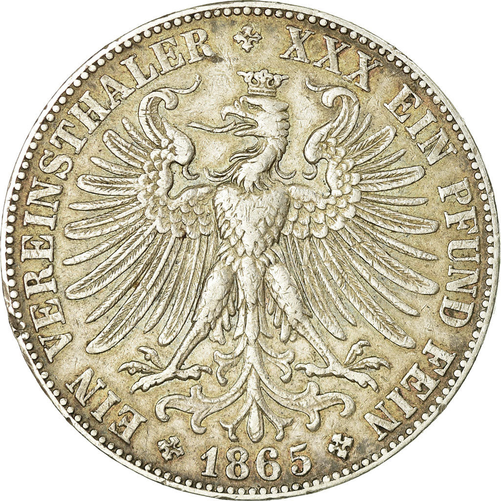Coin, German States, FRANKFURT AM MAIN, Thaler, 1865, Frankfurt, AU(55-58)